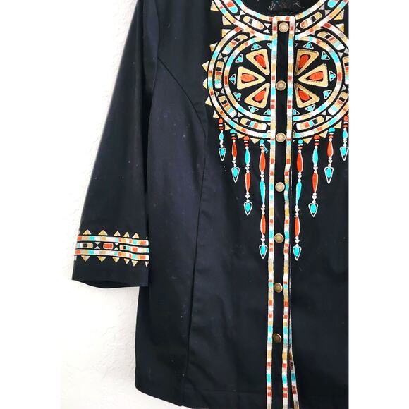 Jacket/Top-Bob Mackie Wearable Art-Black-3/4 Sleeves-Embroidery-Necklace Look-M - Picture 3 of 14